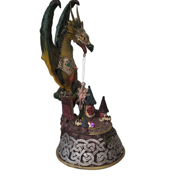 Dragon Light Up LED Green Medieval Fantasy Figurine Lighted Statue Decor glitter - Picture 5 of 17
